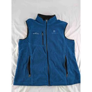 Eddie Bauer Blue Fleece Vest Zippered Pockets High Collar Sleeveless Mens XL